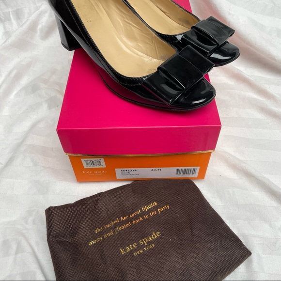 Patent Leather Kate Spade Dijon Pumps w Leather Bow - Picture 12 of 15